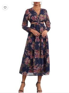sofia by sofia vergara Navy Floral Midi Dress